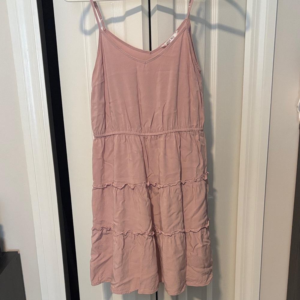 Blush Pink Tiered Spaghetti Strap Dress